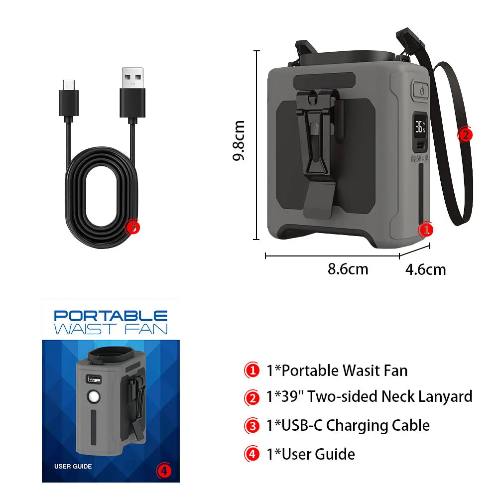 Portable Waist Fan with Power Bank