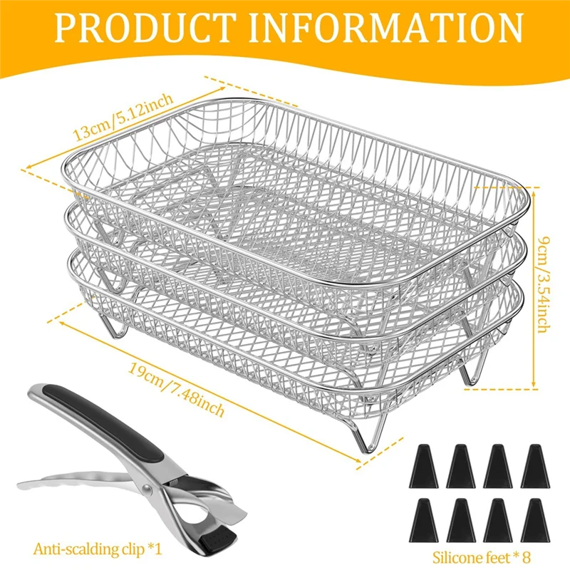 3-Tier Stainless Steel Air Fryer Rack